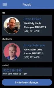 A screenshot showing the Invite New Member screen in the app
